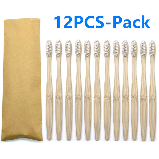 12-pack of bamboo toothbrushes with soft bristles