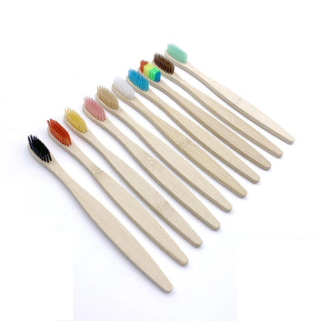 12-pack of bamboo toothbrushes with soft bristles