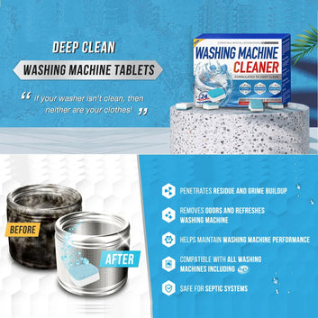 Washing Machine Cleaning Tablets – Deep Clean and Odor Removal (12/24 pcs)
