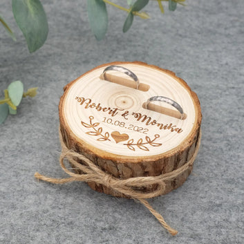 Personalized wooden ring box for weddings