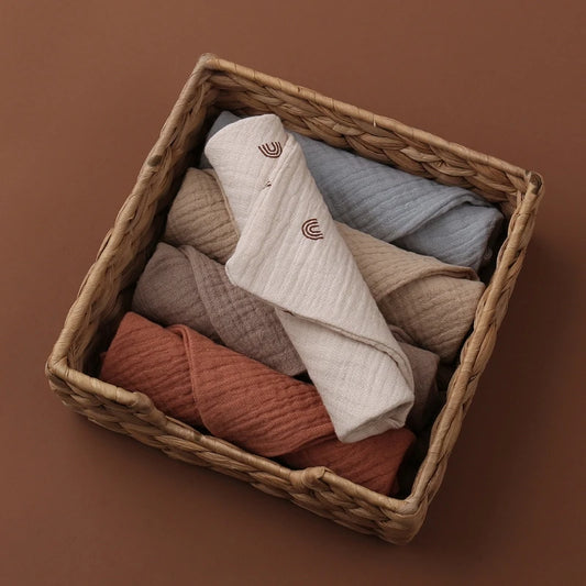 5-pack of soft muslin baby washcloths