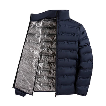 Men's self-warming zip-up down jacket