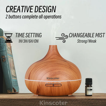 Aromatherapy humidifier with wood look and light