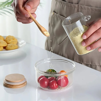 Glass jar 280ml with bamboo lid and spoon