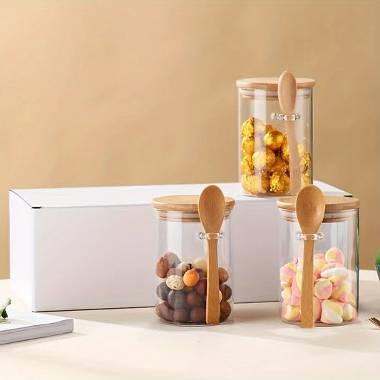 Glass jar 280ml with bamboo lid and spoon