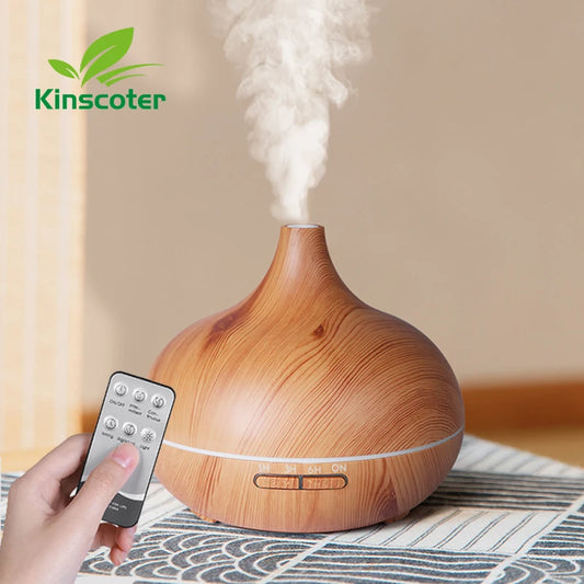 Aromatherapy humidifier with wood look and light