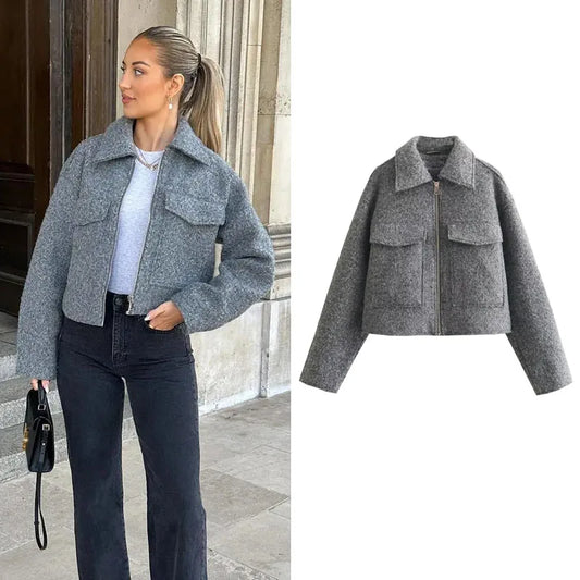 Short Tweed Jacket for Cool Seasons