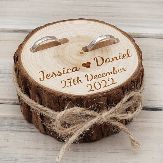 Personalized wooden ring box for weddings